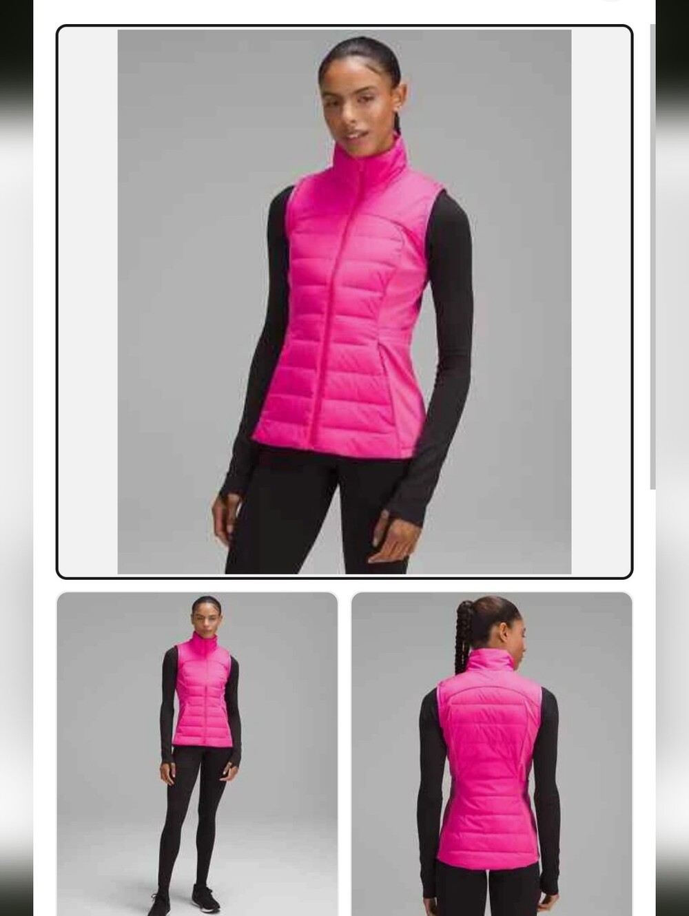 Lululemon Women Sonic Pink Down For It All Vest Running 700 Fill Sz 2 Wore once